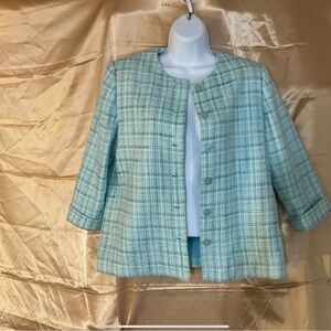 Alfred Dunner Light Blue Plaid Blazer
